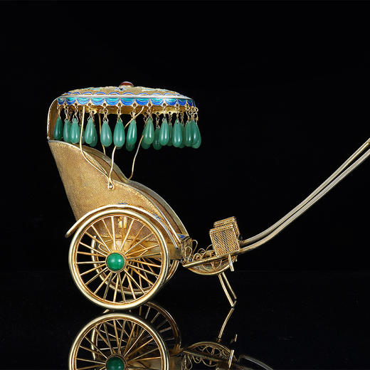 子佩集990银【富贵琳琅花丝小拉车】摆件【YZBBJ001】2303 商品图3