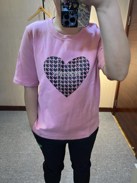 针丝缘春新款印花爱心刺绣字母宽松潮牌运动休闲衫T恤4179 商品图6