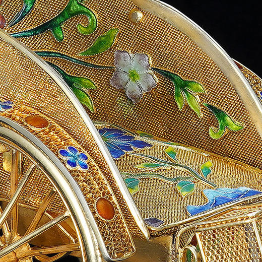 子佩集990银【富贵琳琅花丝小拉车】摆件【YZBBJ001】2303 商品图4