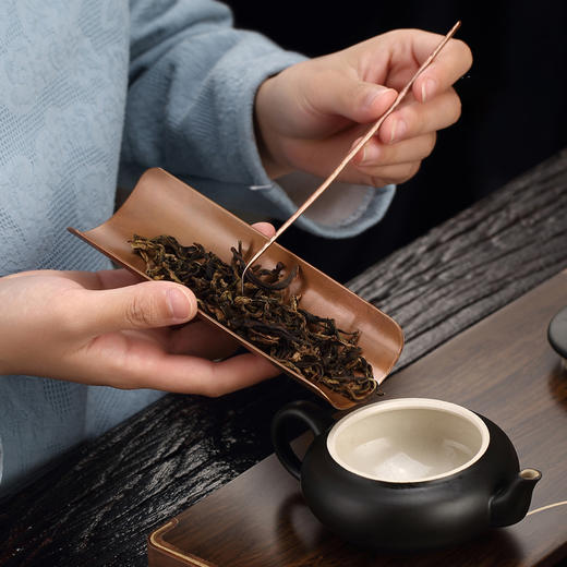 纯铜茶则茶拨茶勺赏茶取茶禅意高档茶艺功夫茶具茶道配件茶荷茶匙 商品图1