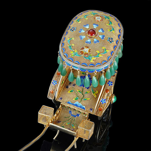 子佩集990银【富贵琳琅花丝小拉车】摆件【YZBBJ001】2303 商品图1