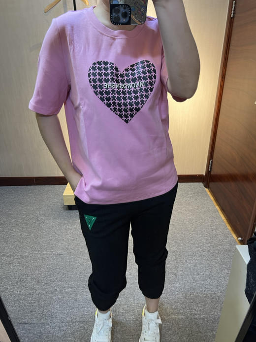 针丝缘春新款印花爱心刺绣字母宽松潮牌运动休闲衫T恤4179 商品图5