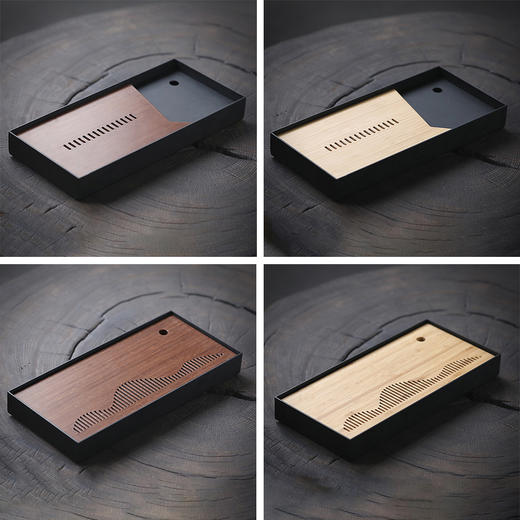 无闻 长方形竹制觅何竹盘禅意干泡盘储水式茶水托盘家用客厅泡茶盘 商品图5