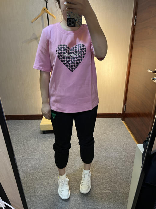 针丝缘春新款印花爱心刺绣字母宽松潮牌运动休闲衫T恤4179 商品图3