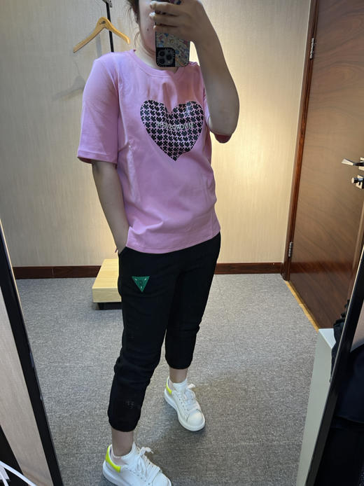 针丝缘春新款印花爱心刺绣字母宽松潮牌运动休闲衫T恤4179 商品图7