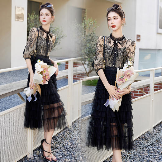 夏季新款，蕾丝拼接修身舒适裙HR-BBL2307-1 商品图1