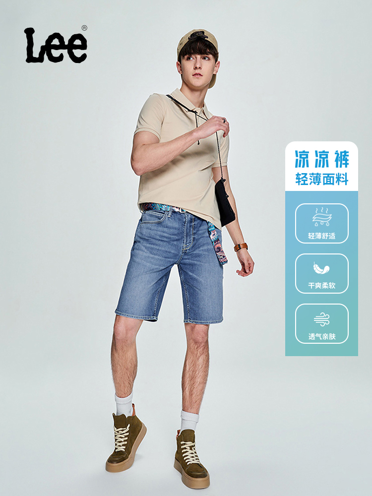 LEE 101+新品轻薄蓝男牛仔短裤凉凉裤LMB1009023HN00FA02971