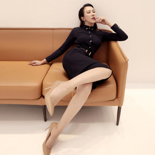 颈袖添香年春秋新款职业通勤OL品牌女装气质修身连衣裙 商品图0