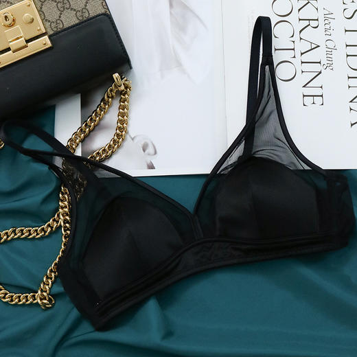 TG-TG02S191 法式光面真丝三角杯文胸 缎面轻奢桑蚕丝无钢圈内衣小胸薄款 商品图5