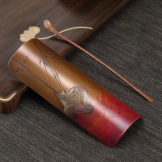 纯铜茶则茶拨茶勺赏茶取茶禅意高档茶艺功夫茶具茶道配件茶荷茶匙 商品图4