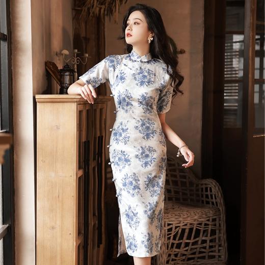 青花瓷古法旗袍，气质全开襟民国复古旗袍YG-2190 商品图1
