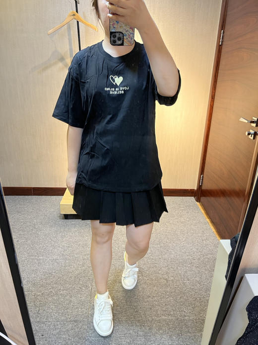 针丝缘春夏新款宽松潮牌印花小爱心百搭男友T恤3998 商品图4