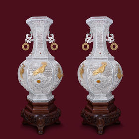 子佩集S999银手工银花丝【德艺流芳花丝瓶】大型摆件一对大师工坊原创设计【DYLFHSHP】2303