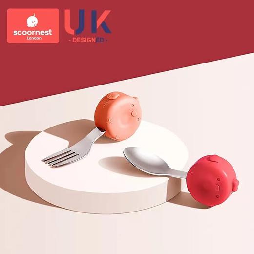 科巢宝宝学吃饭训练勺子婴儿童餐具辅食不锈钢小硅胶短柄叉勺叉子套装 商品图4
