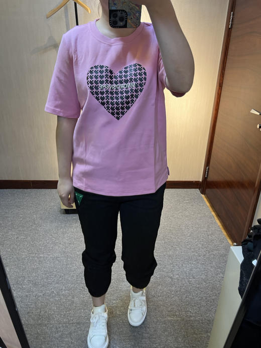 针丝缘春新款印花爱心刺绣字母宽松潮牌运动休闲衫T恤4179 商品图4