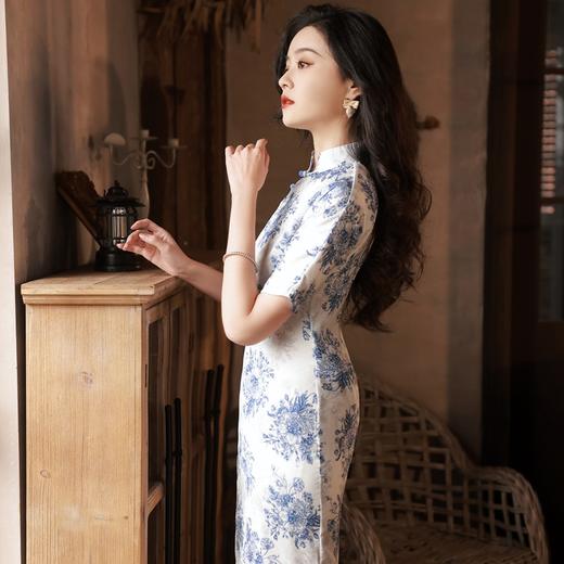 青花瓷古法旗袍，气质全开襟民国复古旗袍YG-2190 商品图3