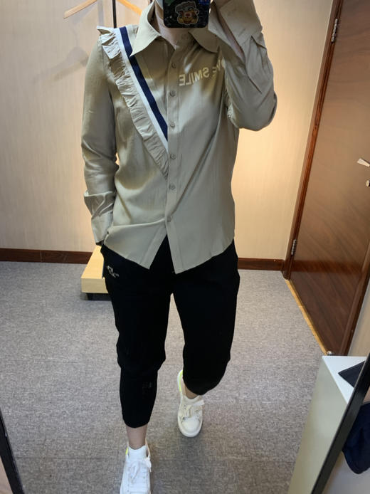 针丝缘春新款轻薄柔软透气舒适时尚洋气翻领衬衫8328 商品图7