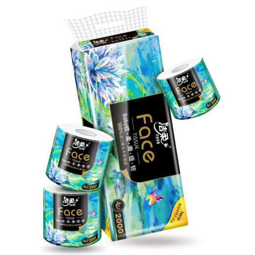 【亚欧超市】洁柔油画风有芯短棒卫生纸200g*10卷/提 商品图0
