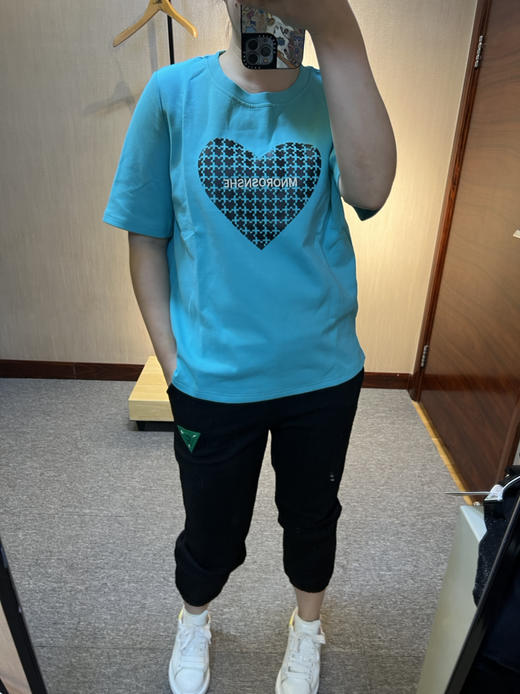 针丝缘春新款印花爱心刺绣字母宽松潮牌运动休闲衫T恤4179 商品图1