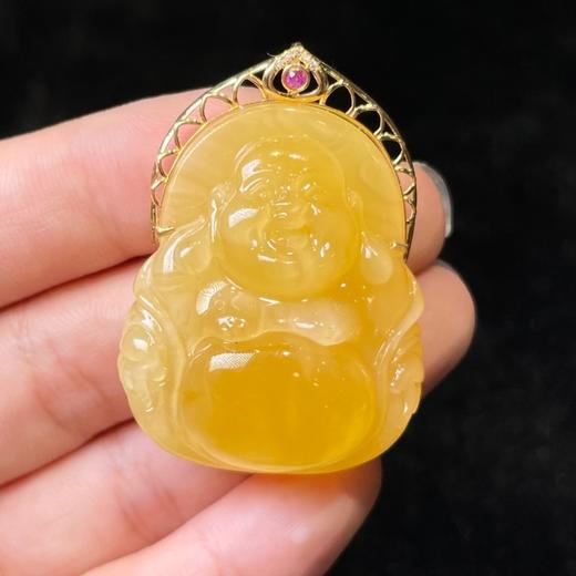 18K蜜蜡吊坠-背光佛公 商品图0