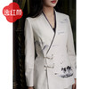逸红颜香桐2025春季新款西装外套女时尚套装两件套短外套V领印花 商品缩略图3