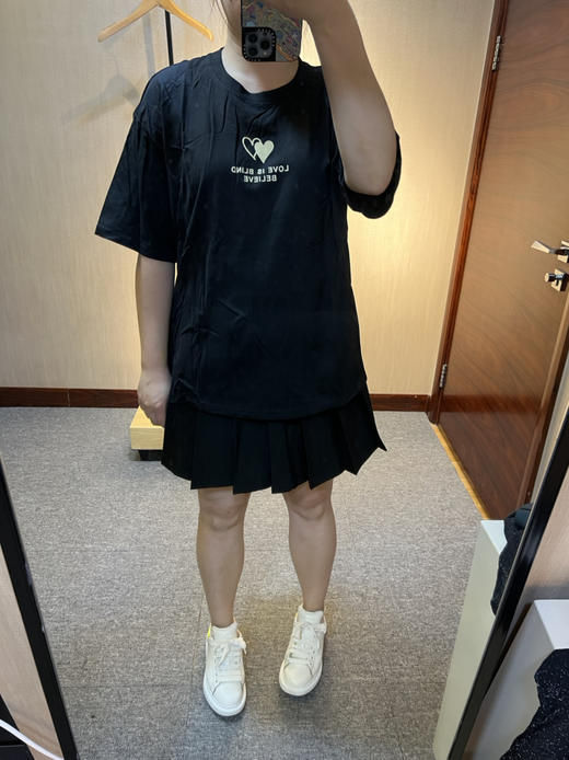 针丝缘春夏新款宽松潮牌印花小爱心百搭男友T恤3998 商品图2