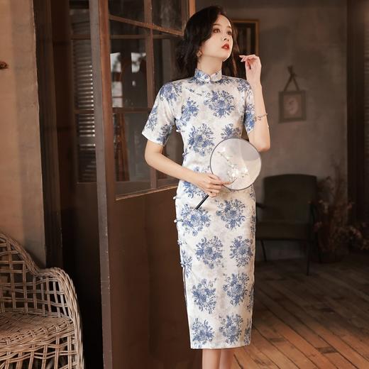 青花瓷古法旗袍，气质全开襟民国复古旗袍YG-2190 商品图2