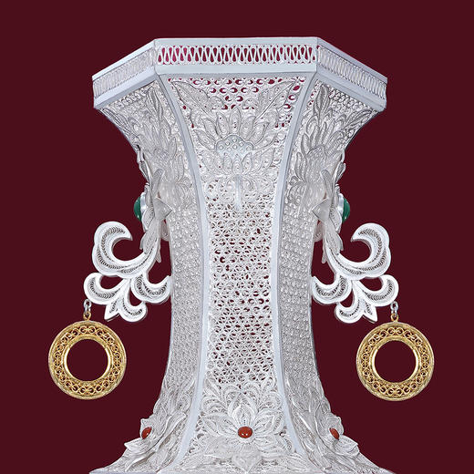 子佩集S999银手工银花丝【德艺流芳花丝瓶】大型摆件一对大师工坊原创设计【DYLFHSHP】2303 商品图2