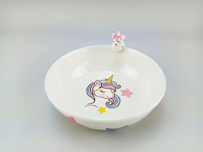 泰国进口儿童陶瓷餐具卡通立体独角兽水杯马克杯饭碗盘 商品图3