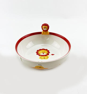 泰国进口儿童陶瓷餐具卡通立体小狮子水杯马克杯饭碗盘 商品图1