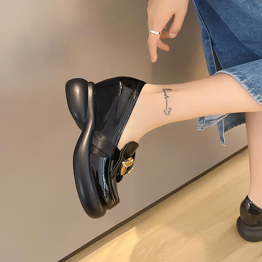 舒适柔软，真皮纯色蝴蝶结超高跟内增高单鞋HX-33-333 商品图5