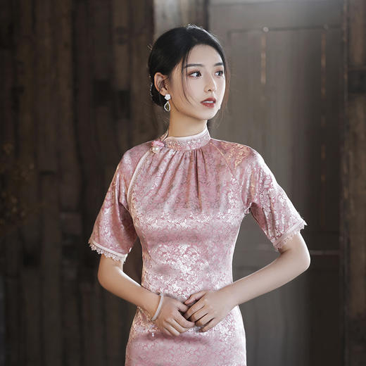 优雅修身，春夏新款旗袍改良旗袍长款复古走秀旗袍XL-23076 商品图1