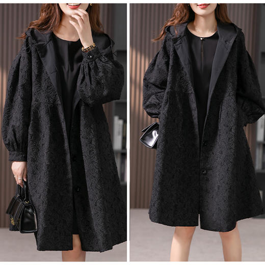 裁缝学苑AS13 中长款新款连帽风衣纸样女装提花外套上衣服装打板 商品图3