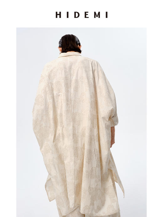 HIDEMI 艺术感色织提花水洗亚麻长款衬衫裙套装 长款衬衫裙/阔腿裤 商品图10