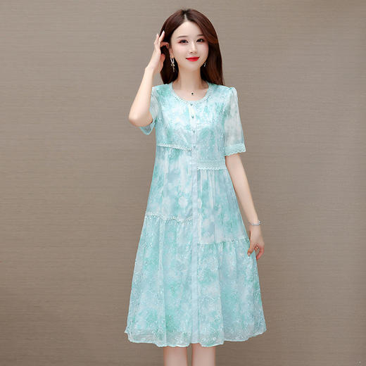 重工刺锈花裙子，夏季新款短袖裙结结中长款宽松休闲裙QYM-XY-23HDA30-Y 商品图7