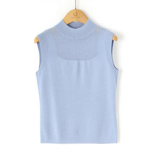 无袖针织背心网纱打底衫，薄款修身显瘦短款中领上衣洋气内搭CC-101-95000 商品图4