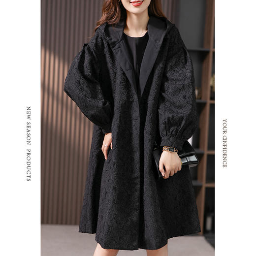 裁缝学苑AS13 中长款新款连帽风衣纸样女装提花外套上衣服装打板 商品图2