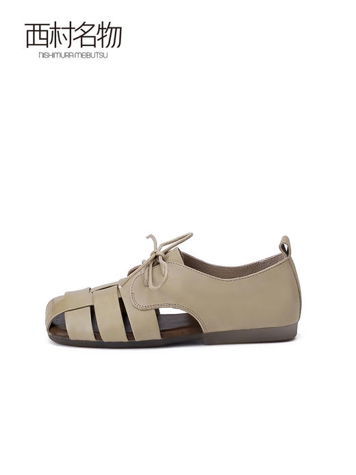 西村名物2023夏季新款潮流镂空编织猪笼鞋罗马鞋平底凉鞋女13431 商品图2