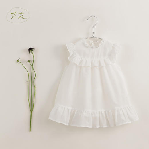 【马克珍妮 芦芙】夏装新款 女童棉真丝木耳边连衣裙230752 商品图2