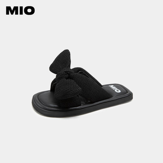 MIO米奥夏季韩版平底拖绒布蝴蝶结一字拖小香风舒适云朵拖鞋女M233131206 商品图0