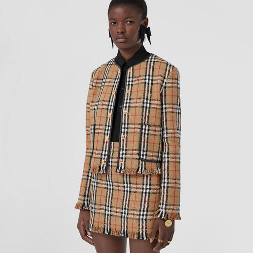BURBERRY 巴宝莉 女士 Vintage 格纹花呢无领夹克外套 格子 8065309 A7028 商品图1