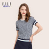 ELLE Active女装休闲时尚圆领拼接格纹针织衫正肩短袖T恤夏季新款 商品缩略图3