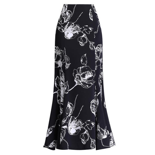 夏季新款，冰丝面料半身裙时尚高腰裙长裙印花鱼尾裙MYX-5823 商品图4