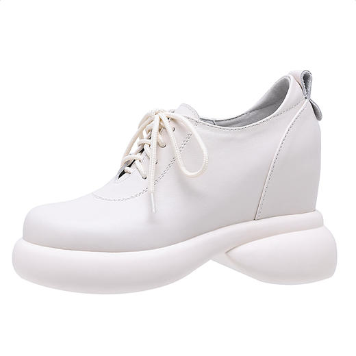 舒适百搭，纯色真皮圆头厚底内增高单鞋HX-33-332 商品图9