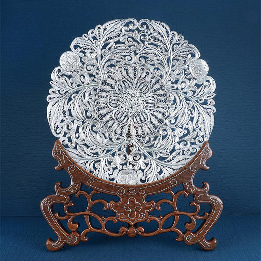 子佩集S999银手工银花丝【芙蓉花丝盘】摆件大师工坊原创设计2303 商品图0