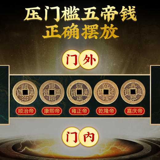 灵机吉品 五帝钱铜钱压门槛 新房大门口卧室门内外 商品图2