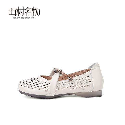 西村名物2023夏季新款复古森系镂空单鞋平底女鞋浅口玛丽珍13171 商品图2