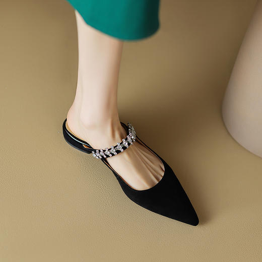 优雅舒适，尖头真皮后空平底拖鞋DB-M5588 商品图7