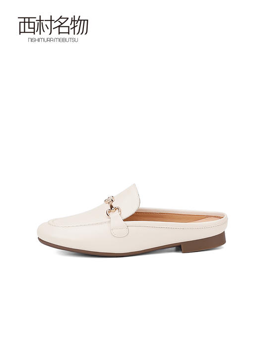 西村名物2023夏季新款通勤牛皮穆勒鞋时尚外穿舒适包头拖鞋13481 商品图3