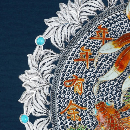 子佩集S999银手工银花丝【年年有余花丝盘】摆件大师工坊原创设计【YZBBJ002】2303 商品图1
